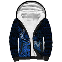 Talofa Samoa Sherpa Hoodie Samoan Kava Bowl Siapo Pattern - Blue LT14 Unisex Blue - Polynesian Pride