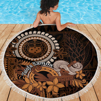 Talofa Samoa Beach Blanket Samoan Kava Bowl Siapo Pattern - Brown LT14 - Polynesian Pride