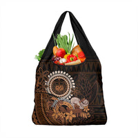 Talofa Samoa Grocery Bag Samoan Kava Bowl Siapo Pattern - Brown