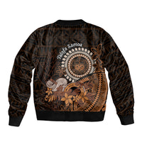 Talofa Samoa Sleeve Zip Bomber Jacket Samoan Kava Bowl Siapo Pattern - Brown LT14 - Polynesian Pride