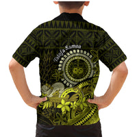 Lime Green Talofa Samoa Family Matching Mermaid Dress and Hawaiian Shirt Samoan Kava Bowl Siapo Pattern LT14 - Polynesian Pride