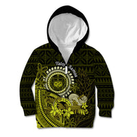Lime Green Talofa Samoa Kid Hoodie Samoan Kava Bowl Siapo Pattern LT14 Zip Hoodie Lime Green - Polynesian Pride