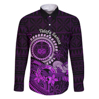 Purple Talofa Samoa Family Matching Mermaid Dress and Hawaiian Shirt Samoan Kava Bowl Siapo Pattern LT14 Dad's Shirt - Long Sleeve Purple - Polynesian Pride