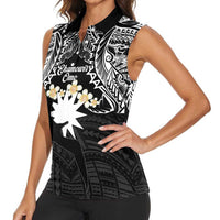Ekamowir Omo Nauru Women Sleeveless Polo Shirt Naoero Twelve-pointed Star Polynesian Tattoo
