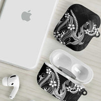 Black Aloha Hawaii AirPods Case Polynesian Shark Tattoo With Plumeria - Polynesian Pride