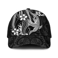 Black Aloha Hawaii Baseball Net Cap Polynesian Shark Tattoo With Plumeria - Polynesian Pride