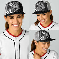 Black Aloha Hawaii Baseball Net Cap Polynesian Shark Tattoo With Plumeria - Polynesian Pride