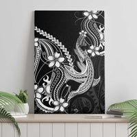 Black Aloha Hawaii Canvas Wall Art Polynesian Shark Tattoo With Plumeria - Polynesian Pride
