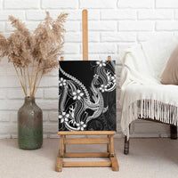 Black Aloha Hawaii Canvas Wall Art Polynesian Shark Tattoo With Plumeria - Polynesian Pride