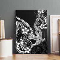 Black Aloha Hawaii Canvas Wall Art Polynesian Shark Tattoo With Plumeria - Polynesian Pride