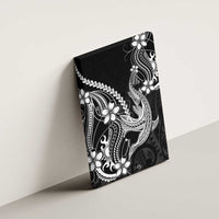 Black Aloha Hawaii Canvas Wall Art Polynesian Shark Tattoo With Plumeria - Polynesian Pride