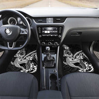 Black Aloha Hawaii Car Mats Polynesian Shark Tattoo With Plumeria - Polynesian Pride