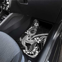 Black Aloha Hawaii Car Mats Polynesian Shark Tattoo With Plumeria - Polynesian Pride