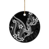 Black Aloha Hawaii Ceramic Ornament Polynesian Shark Tattoo With Plumeria - Polynesian Pride