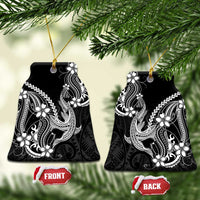 Black Aloha Hawaii Ceramic Ornament Polynesian Shark Tattoo With Plumeria - Polynesian Pride