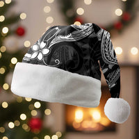 Black Aloha Hawaii Christmas Santa Hat Polynesian Shark Tattoo With Plumeria - Polynesian Pride
