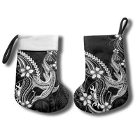 Black Aloha Hawaii Christmas Stocking Polynesian Shark Tattoo With Plumeria - Polynesian Pride