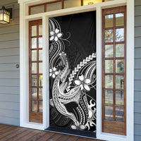 Black Aloha Hawaii Door Cover Polynesian Shark Tattoo With Plumeria - Polynesian Pride