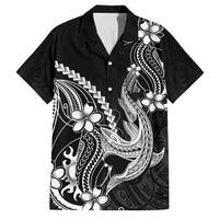 Black Aloha Hawaii Family Matching Puletasi and Hawaiian Shirt Polynesian Shark Tattoo With Plumeria - Polynesian Pride