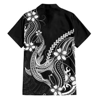 Black Aloha Hawaii Family Matching Tank Maxi Dress and Hawaiian Shirt Polynesian Shark Tattoo With Plumeria LT14 - Polynesian Pride