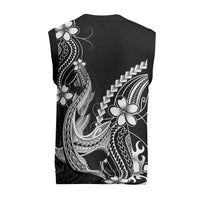 Black Aloha Hawaii Christmas Knitted V-Neck Vest Polynesian Shark Tattoo With Plumeria - Polynesian Pride
