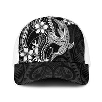 Black Aloha Hawaii Mesh Trucker Cap Polynesian Shark Tattoo With Plumeria - Polynesian Pride
