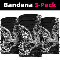 Black Aloha Hawaii Neck Gaiter Polynesian Shark Tattoo With Plumeria - Polynesian Pride