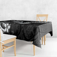 Black Aloha Hawaii Tablecloth Polynesian Shark Tattoo With Plumeria - Polynesian Pride