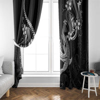 Black Aloha Hawaii Window Curtain Polynesian Shark Tattoo With Plumeria - Polynesian Pride