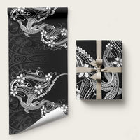 Black Aloha Hawaii Wrapping Paper Polynesian Shark Tattoo With Plumeria - Polynesian Pride