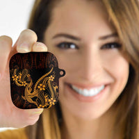 Gold Black Aloha Hawaii AirPods Case Polynesian Shark Tattoo With Plumeria - Polynesian Pride