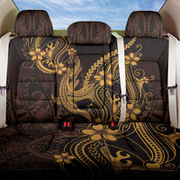 Gold Black Aloha Hawaii Back Car Seat Cover Polynesian Shark Tattoo With Plumeria - Polynesian Pride