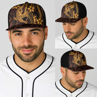 Gold Black Aloha Hawaii Baseball Net Cap Polynesian Shark Tattoo With Plumeria - Polynesian Pride
