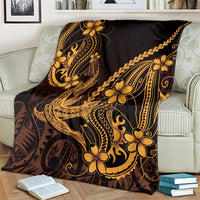 Gold Black Aloha Hawaii Blanket Polynesian Shark Tattoo With Plumeria - Polynesian Pride