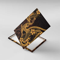 Gold Black Aloha Hawaii Canvas Wall Art Polynesian Shark Tattoo With Plumeria - Polynesian Pride