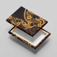 Gold Black Aloha Hawaii Canvas Wall Art Polynesian Shark Tattoo With Plumeria - Polynesian Pride