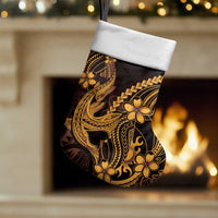 Gold Black Aloha Hawaii Christmas Stocking Polynesian Shark Tattoo With Plumeria - Polynesian Pride