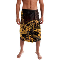 Gold Black Aloha Hawaii Lavalava Polynesian Shark Tattoo With Plumeria - Polynesian Pride