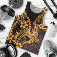 Gold Black Aloha Hawaii Men Tank Top Polynesian Shark Tattoo With Plumeria - Polynesian Pride
