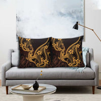 Gold Black Aloha Hawaii Pillow Cover Polynesian Shark Tattoo With Plumeria - Polynesian Pride