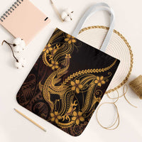 Gold Black Aloha Hawaii Tote Bag Polynesian Shark Tattoo With Plumeria - Polynesian Pride