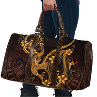 Gold Black Aloha Hawaii Travel Bag Polynesian Shark Tattoo With Plumeria - Polynesian Pride