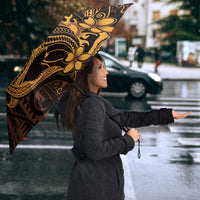 Gold Black Aloha Hawaii Umbrella Polynesian Shark Tattoo With Plumeria - Polynesian Pride