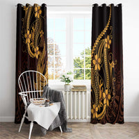 Gold Black Aloha Hawaii Window Curtain Polynesian Shark Tattoo With Plumeria - Polynesian Pride