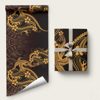 Gold Black Aloha Hawaii Wrapping Paper Polynesian Shark Tattoo With Plumeria - Polynesian Pride