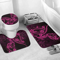 Pink Black Aloha Hawaii Bathroom Set Polynesian Shark Tattoo With Plumeria - Polynesian Pride