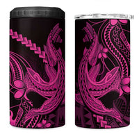 Pink Black Aloha Hawaii 4 in 1 Can Cooler Tumbler Polynesian Shark Tattoo With Plumeria LT14 One Size: 16 oz Pink - Polynesian Pride