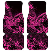 Pink Black Aloha Hawaii Car Mats Polynesian Shark Tattoo With Plumeria - Polynesian Pride