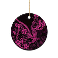 Pink Black Aloha Hawaii Ceramic Ornament Polynesian Shark Tattoo With Plumeria - Polynesian Pride