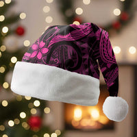 Pink Black Aloha Hawaii Christmas Santa Hat Polynesian Shark Tattoo With Plumeria - Polynesian Pride